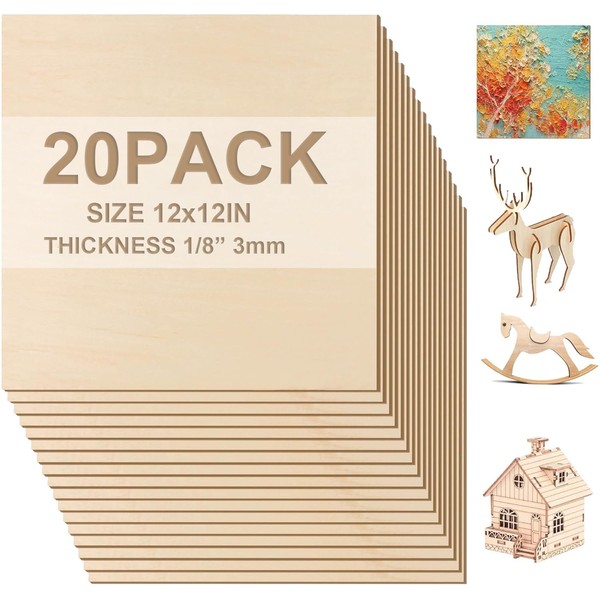 20 Pack Basswood Sheets 1/8 Plywood Sheets 3mm Basswood Sheets,