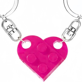 MPK Brick Matching Couple Heart Keychain for Boyfriend Girlfriend Valentines Day Stuff Him Friends Love Set Gifts (Rose red)