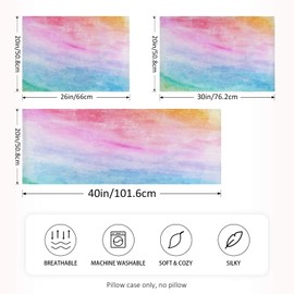 Blueangle Rainbow Colors Satin Pillowcase for Hair and Skin Silk Pillowcase, Standard Size(20x26 inches) - Slip Cooling Satin Pillow Covers with Envelope Closure