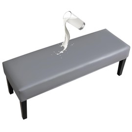FUANGUI PU Waterproof Bench Cover, Stretch Dining Bench Cover for bedrooms, Living Rooms, Kitchens, Protector Chair Bench Piano Bench Seat Covers Stool Slipcover Removable, Washable - Grey