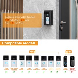 QIBOX No Drill Adhesive Video Doorbell Mount Compatible with Ring/Blink Wireless Video Doorbell, Not for 2nd Gen (Newest Model), Anti-Theft Camera doorbell Holder Accessories