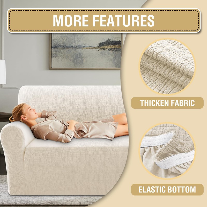 H.VERSAILTEX Jacquard Sofa Slipcover with Waterproof Seat Furniture Protector 1