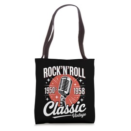 Rock Roll 1958 Vintage Microphone 50s Music Lover Gift Tote Bag