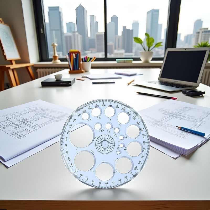 White Full Circle Template Plastic Round Protractor 360 Degree for