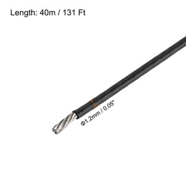 QUARKZMAN 131Ft(40M) Wire Rope 304 Stainless Steel Cable 3/64 Inch (1.2 mm) Vinyl Coated with 6 Aluminium Sleeves for Hanging, Washing Lines, Lifting Black