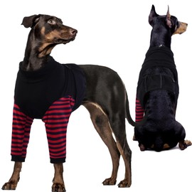 Kuoser Dog Recovery Suit for Front Legs, Dog Recovery Sleeve After Surgery, Dog Elbow Protector for Small Medium Large Dogs, Dog Joint Leg Sleeve Prevent Licking Wound Dog Cone Alternative, Black XXL