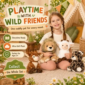 MorisMos 4 Pcs Bulk Stuffed Animals, 8" Woodland Plush