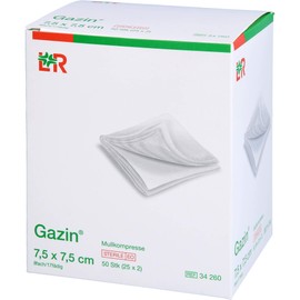 Gazin Gauze Swabs 75 cm x 75 cm Sterile 8-Ply 25 x 2 Pieces 150 g White Pack of 50