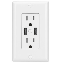 Wengart WiFi Outlet with USB BAA-032,2.4GHz Compatible with Alexa and Google Assistant 125VAC 15A Two USB Type A Ports ETL Certified,White