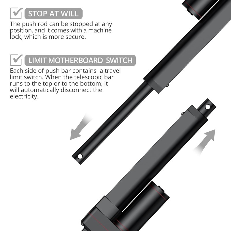 Justech 12V Heavy-Duty Linear Actuator 660LBS/3000N-6inch/150mm Silent IP65 Electric Actuator