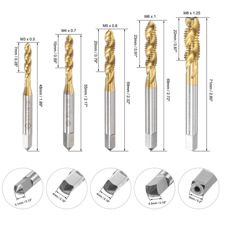 sourcing map M3 M4 M5 M6 M8 Spiral Flute Tap