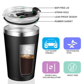 VEGOND 12oz Tumbler Stainless Steel Tumbler bulk Vacuum Insulated Double Wall Travel Tumbler with Lid and Straw Reusable Tumbler, Black 6 Pack