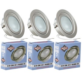 JungesLicht Set of 3 Halogen Recessed Furniture Light Dimmable Including 12 V 20 Watt G4 Bulb and 10 cm Connection Cable Mirror Light Furniture Light Cabinet Lighting Flat Light