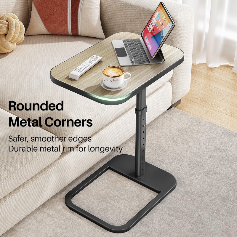 Kitstorack TV Tray Table, Adjustable Height & Rounded Metal Corners,