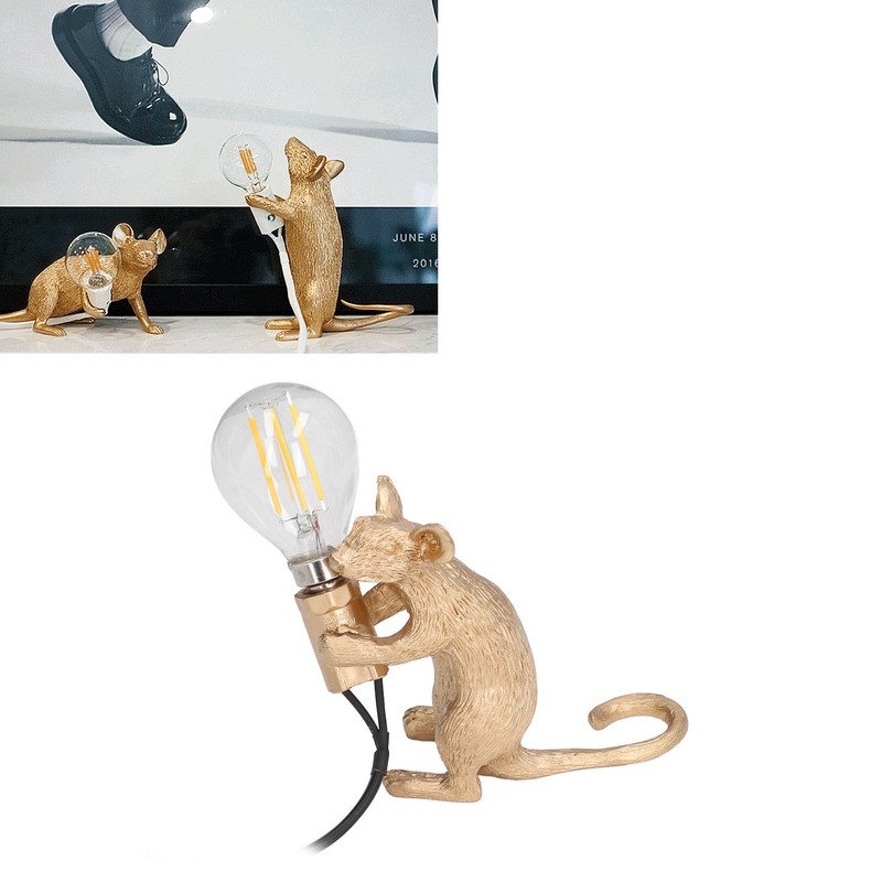 Modern Resin Mouse Lamp E12 Creative Desktop Decoration Animal Lamp