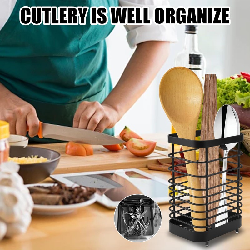 Kitchen Utensils Storage, Cutlery Basket, Stainless Steel Kitchen Utensil Holder