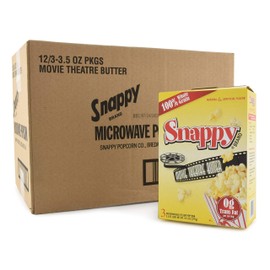 Snappy Movie Theater Butter Microwave Popcorn, 3.5 oz, 36 Pack, 12-3 Packs
