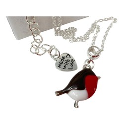 Robin Necklace Resin Enamelled pendant adjustable chain necklace in gift box (RobinNeck)