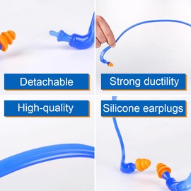 4 Ear Plugs for Comfortable, Pressure-Free, Noise Reducing Hearing Protection with 10 Pairs of Replacement Plugs, Black and Blue