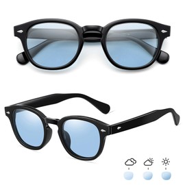 Karsaer B6008 Sunglasses, Men's, Women's, Dimmable Lenses, Polarized Color Sunglasses, UV 400, UV Protection, Color Lenses (Dimming and Discoloration Lenses), Rounded Glasses, Night Sunglasses, For