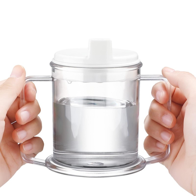 PENINSULA LOVE Double Handle Adult Sippy Cup Transparent Plastic Mug