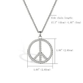 Aroncent Sterling Silver CZ Peace Sign Pendant Necklace for Women Chain Included
