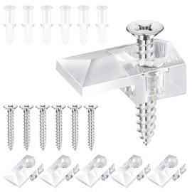 Mirror Holder Clips - 30 Sets of Mirror Mounting Hardware with Screw for Fixing Mirror Cabinet Box Door, Clear Plastic Mirror Hanging Hardware