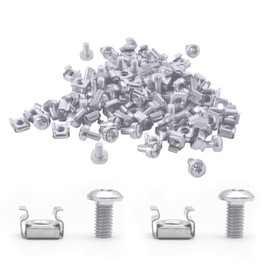 Set of 55 Cage Nuts, Mounting Screws, Cage Nuts and Screws for Network Cabinets, Rack Mounting Screws & Cage Nuts Set, M6 Cage Nuts Screws Set with Nuts Screws Washers