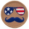 Patchtown USA Mustache Patrol Patch - 2" Diameter Round Embroidered