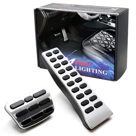 iJDMTOY 2pc Track Racing Style Silver Aluminum Gas/Brake Pedal Cover Set Compatible with Kia Stinger/K7 Optima/K5 Sorento Sportage, Compatible with Hyundai Sonata Santa-Fe Tucson Palisade