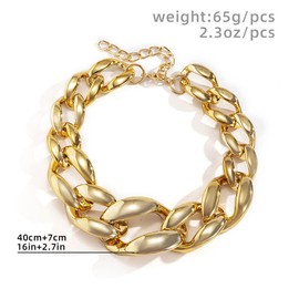 Bramian Chunky Chain Neck Necklace Hip Hop Punk Necklaces Exaggerated Single Layer Necklace Jewellery Adjustable for Women and Girls (Gold)