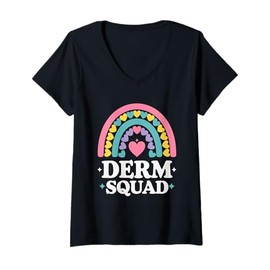 Womens Derm Squad Rainbow Dermatologist Team Dermatology V-Neck T-Shirt