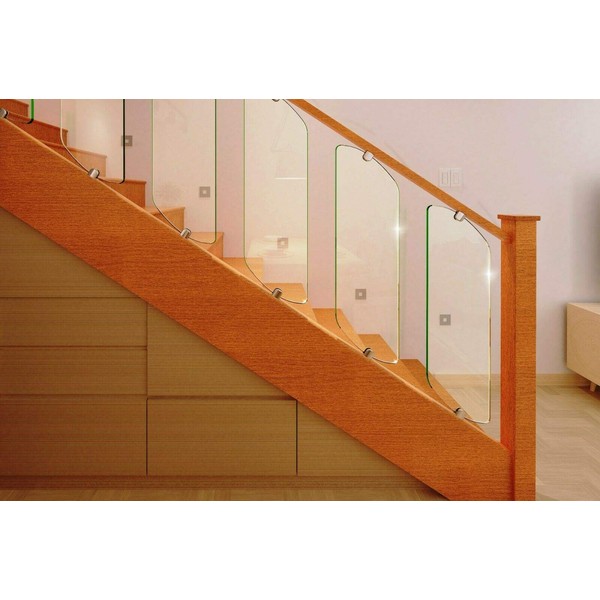 Nidda – Toughened Clear Glass Decking Panel Rack Railing Infill Stairparts Easy Fit for Stair, Landing Or Balcony, Glaze Glass Staircase (6mm X 200mm X 615mm)