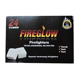 Tiger Tim Fireglow 96 Cubes Firelighters Superior Lignite Mess-Free Safe Odourless Instant Fire Starters for Wood Burners Barbecues Stoves Grills Campfires