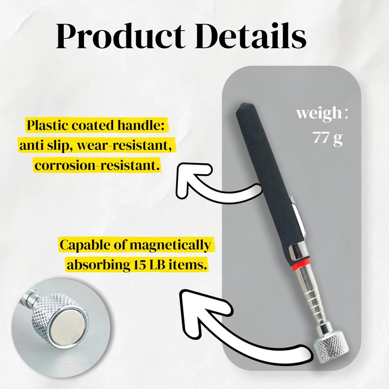 3 Pack Himtop Magnetic Pickup Tools with Strong Magnetic Tips，Including