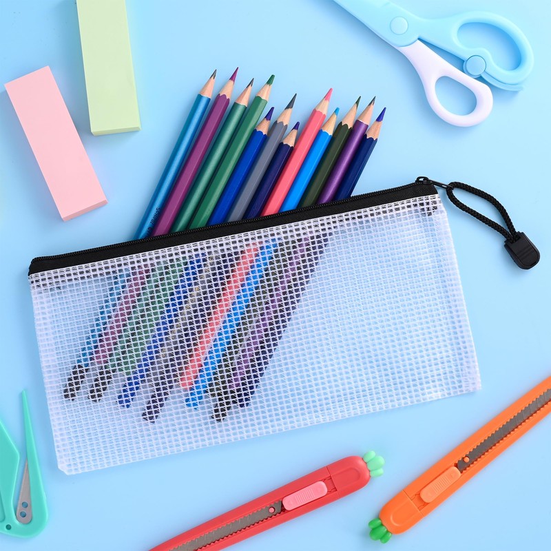 12 Pieces Plastic Wallet Zip Document Folder/PVC Waterproof Document Folder