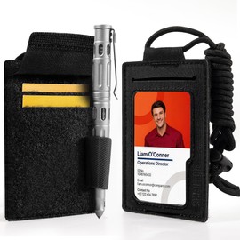 OneTigris RFID Blocking Slim ID Card Badge Holder with Adjustable Lanyard