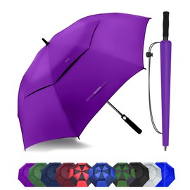 Baraida Golf Umbrella Large 62/68/72 Inch, Extra Large Oversize Double Canopy Vented Windproof Waterproof Umbrella, Automatic Open Golf Umbrella for Men and Women and Family.(62 Inch,Purple)