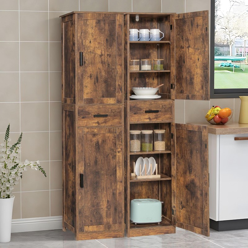 usikey 67'' Tall Storage Cabinet with Adjustable Shelves & 2