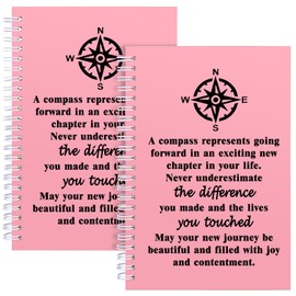 JOHSBYD 2Pcs Spiral Notebook,Goodbye Gifts for Coworkers Leaving Gifts Never Understand the Difference You Made,Retirement Gift for Women Men,Inspirational Notebook (Spiral-2Pcs Compass Pink)