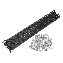 QUARKZMAN Bicycle Carbon Steel Spokes 14G 244 mm with Nipples Black Pack of 36