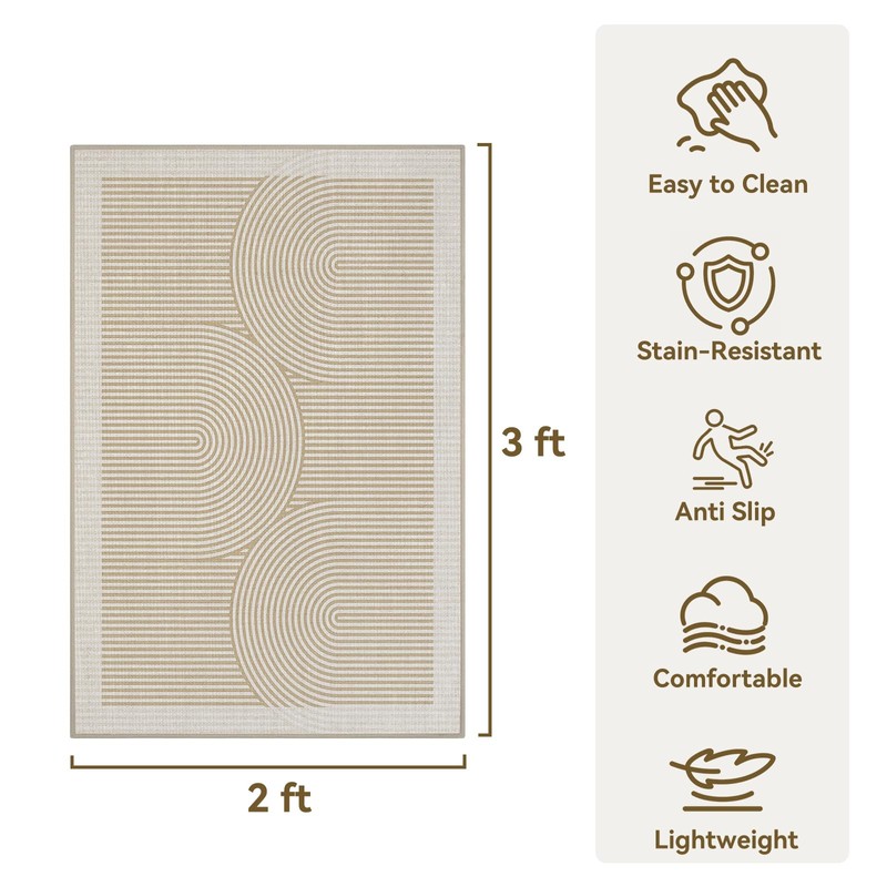 YDKGL 2x3 ft Washable Entryway Rug，Non Slip Backed Small Area