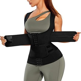 Corsé de entrenamiento de cintura para mujer, chaleco de control de abdomen, moldeador de cuerpo, ajustable, camiseta sin mangas, Negro, XXL          
