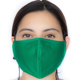 Headmost Comfymask 3 Layer Large Fabric Facemask: Water Repellent, Washable, Breathable & Toggle Adjustable Face Mask (Green)