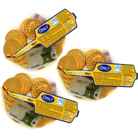 Only Schokoladengeld | Goldmünzen und Geldscheine aus Schokolade | 3x100g