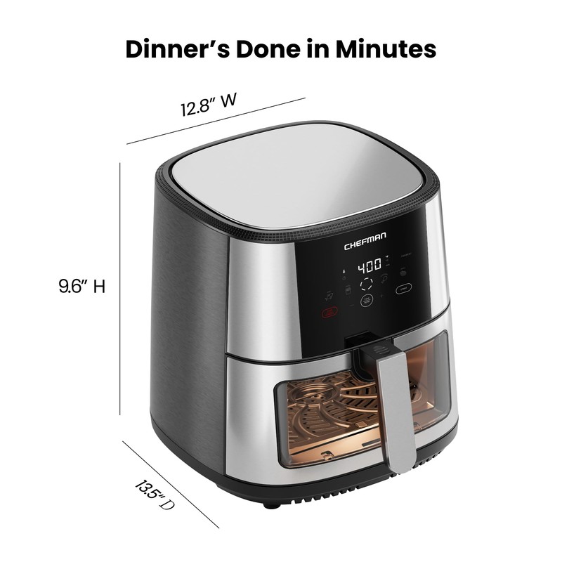 CHEFMAN Easy-View Air Fryer – 8 Qt Family Size with
