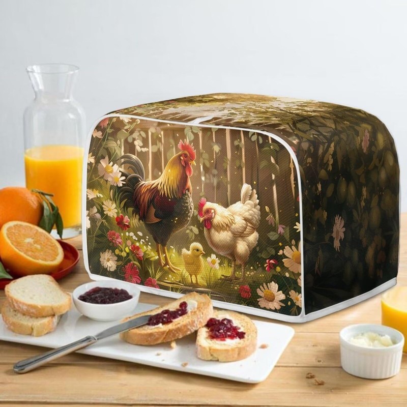 Lotusorchid Rooster Toaster 4 Slice Cover Dust for Kitchen, Daisy