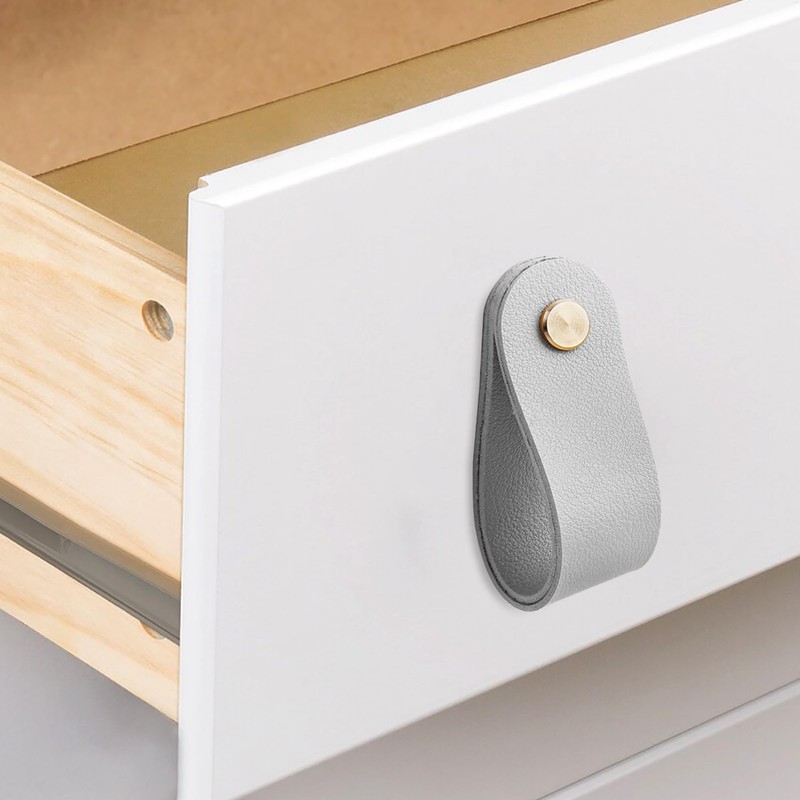 Lvkjafaz 4Pcs Leather Drawer Pulls,Handles Single Hole Dresser Knobs Cabinet