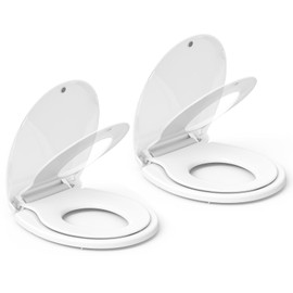 Toilet Seat, Round Toilet Seat with Toddler Seat Built in, Potty Training Toilet Seat Round Fits Both Adult and Child, with Slow Close and Magnets- Round 2 Packs