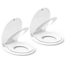 Toilet Seat, Round Toilet Seat with Toddler Seat Built in, Potty Training Toilet Seat Round Fits Both Adult and Child, with Slow Close and Magnets- Round 2 Packs